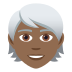 🧑🏾‍🦳 person: medium-dark skin tone, white hair display on JoyPixels